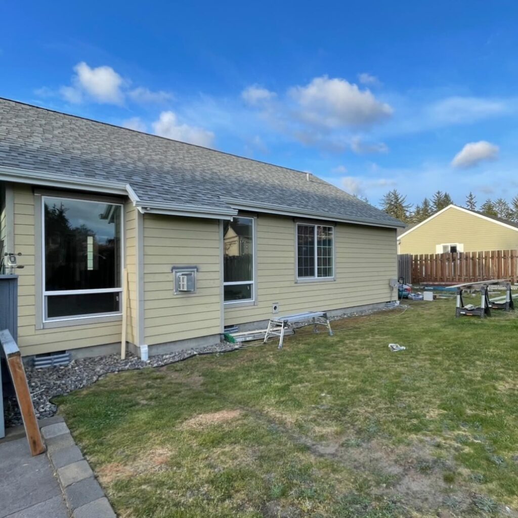 The siding of an entire house in Portland replaced with Hardie plank siding by LADA Exteriors