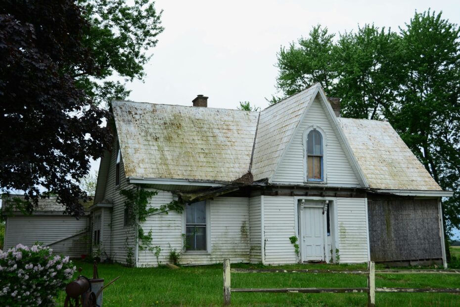 old home with dirty roof